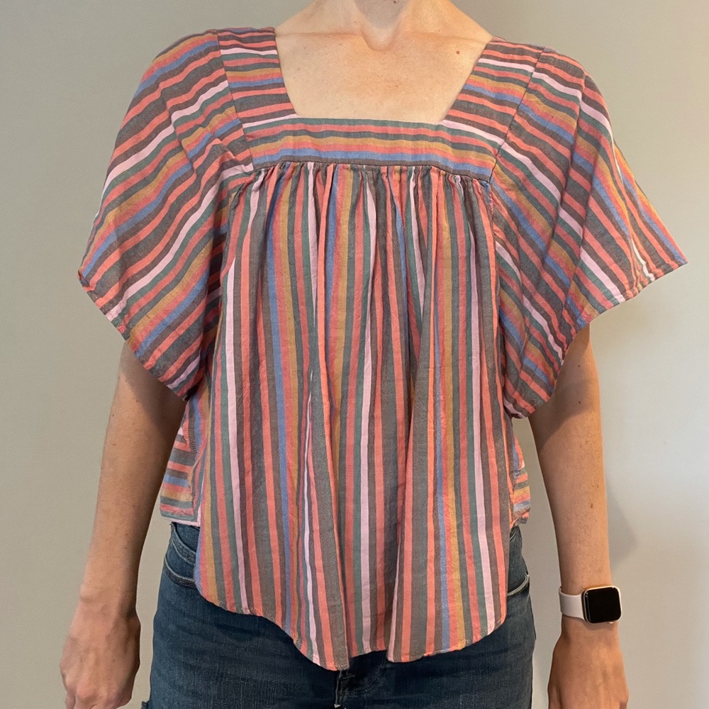 Madewell multicolored striped butterfly top